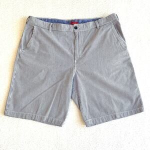 Izod Seersucker Shorts Men's 42 Flat Front Blue/White Pinstripe Cotton Preppy
